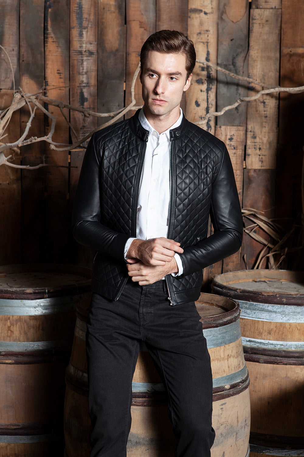 MATRIX 前身菱紋皮外套