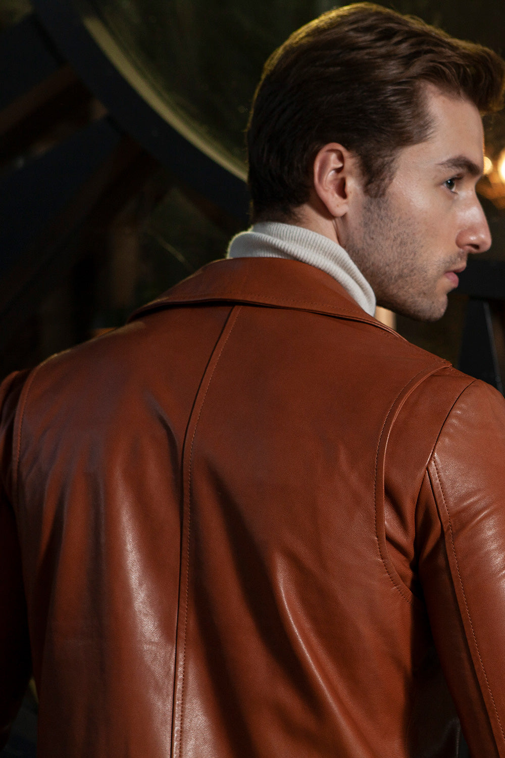 CAVALIER可可色騎士風皮外套