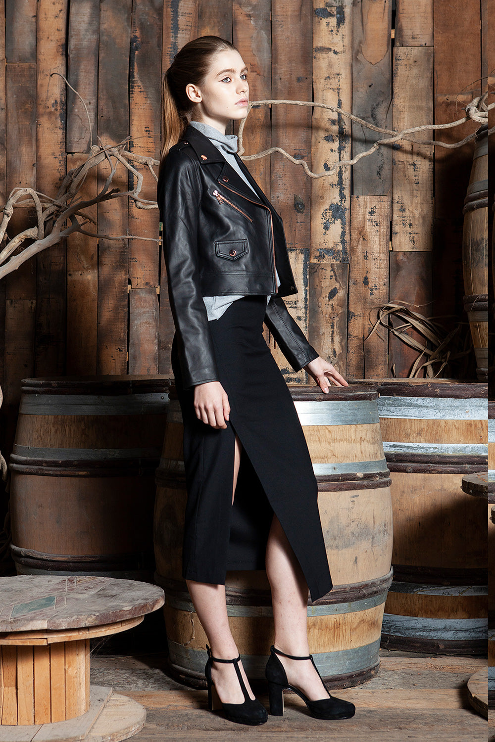 CHIVER黑色短版騎士風皮外套