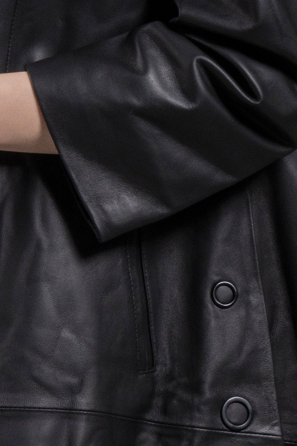 SKY長版風衣皮外套