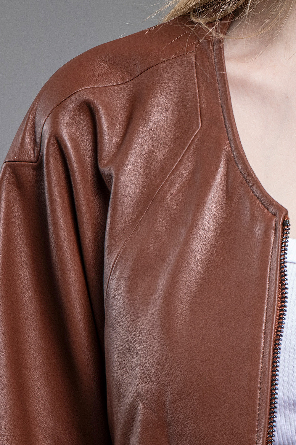 POP咖啡色寬鬆版皮外套