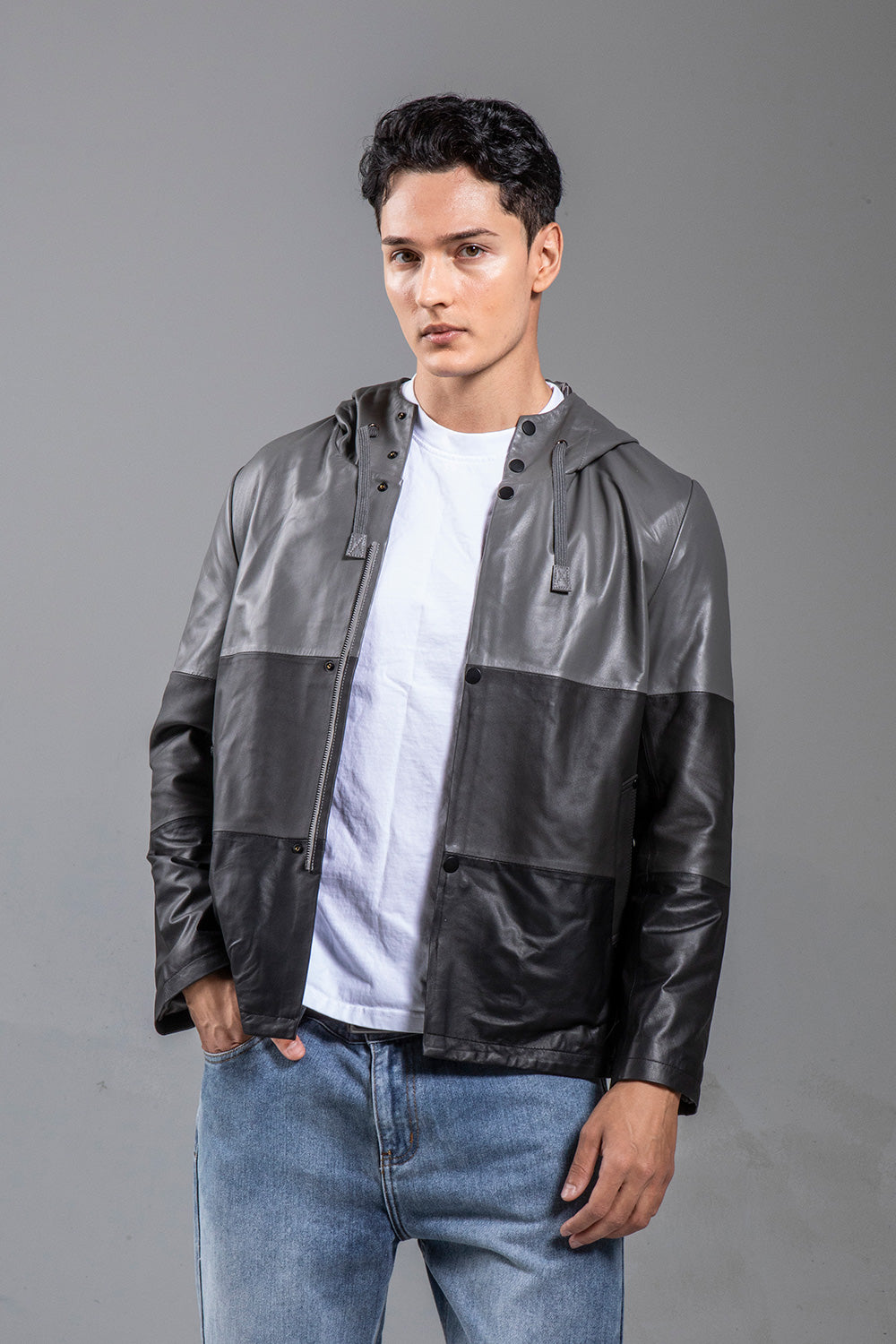 COAT淺灰連帽寬鬆版外套