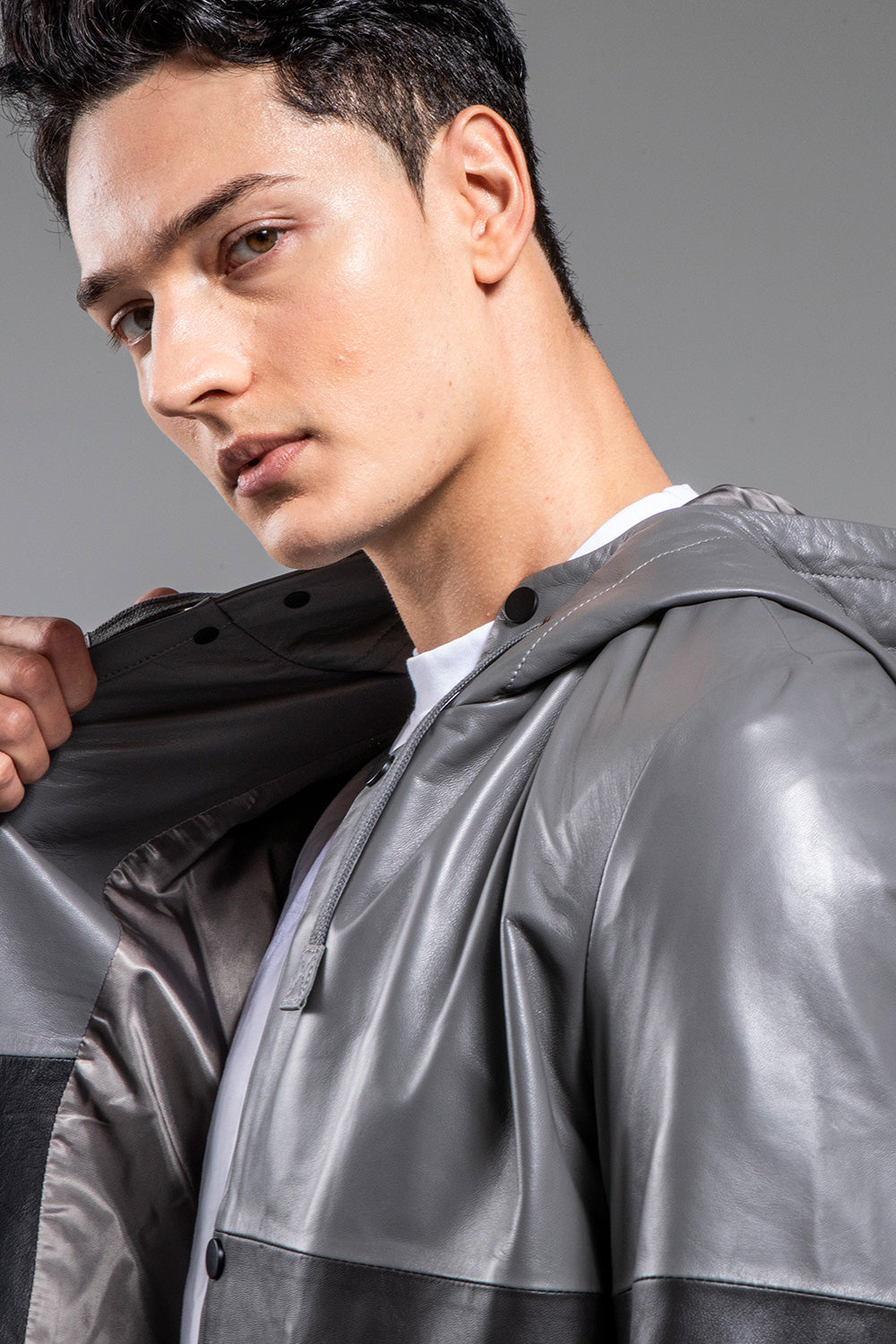 COAT淺灰連帽寬鬆版外套