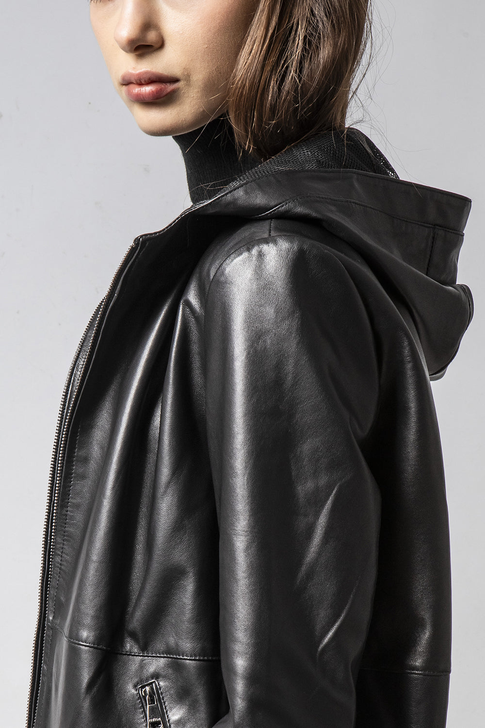 RAIDER黑連帽皮外套