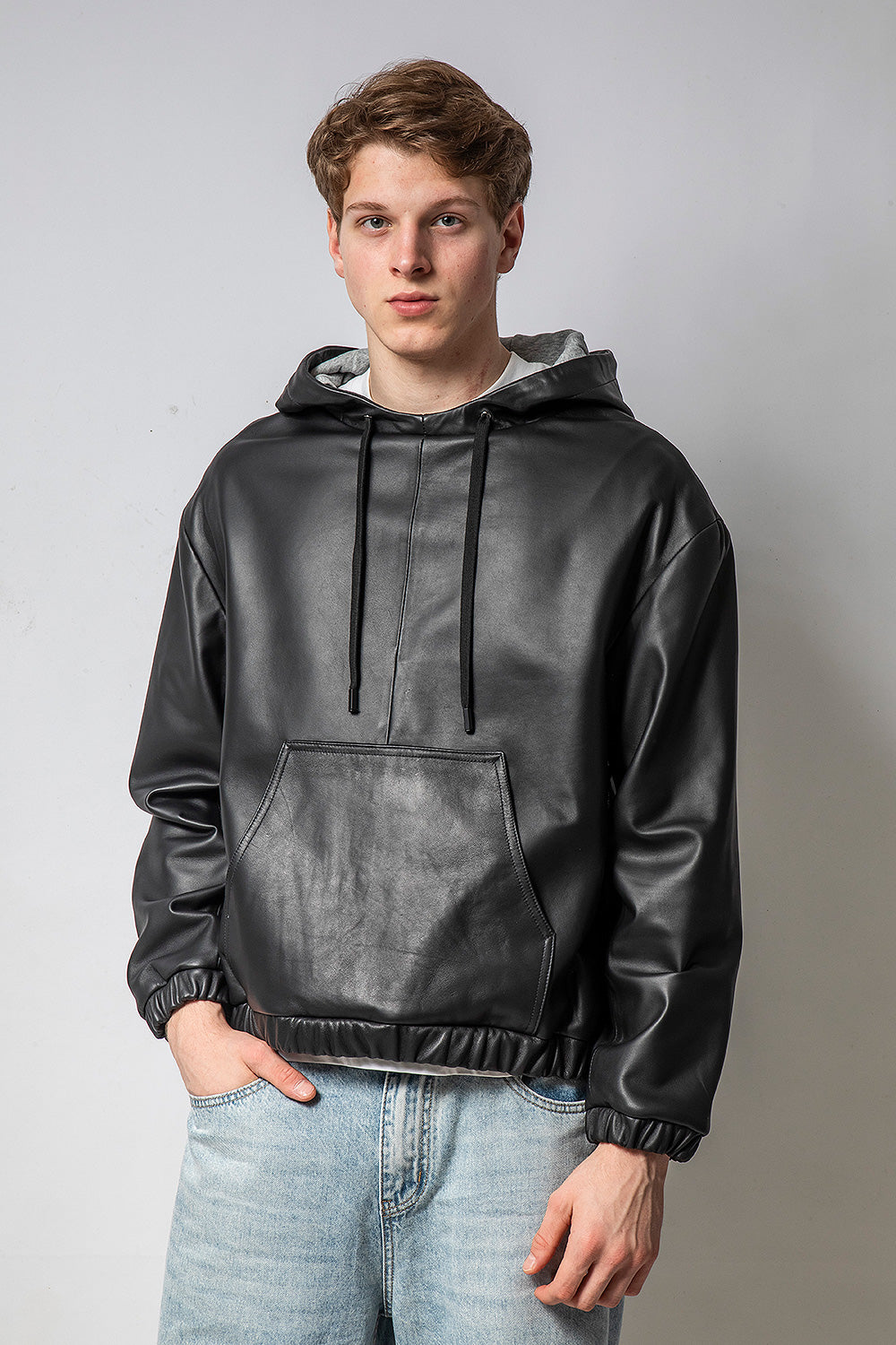 NewHoodie 連帽寬身羊皮外套