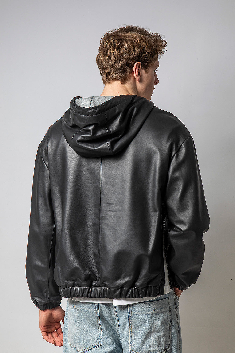 NewHoodie 連帽寬身羊皮外套