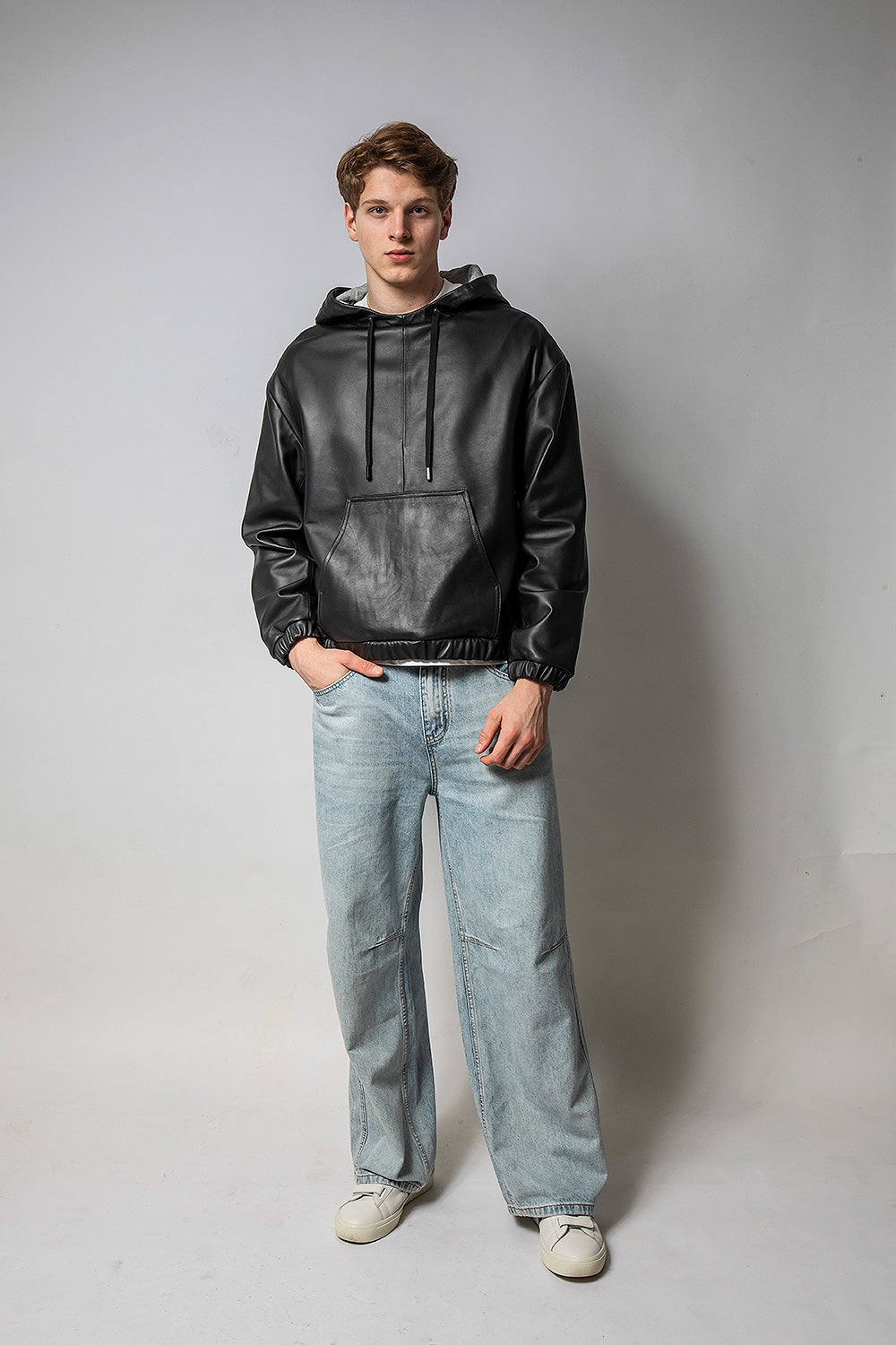 NewHoodie 連帽寬身羊皮外套