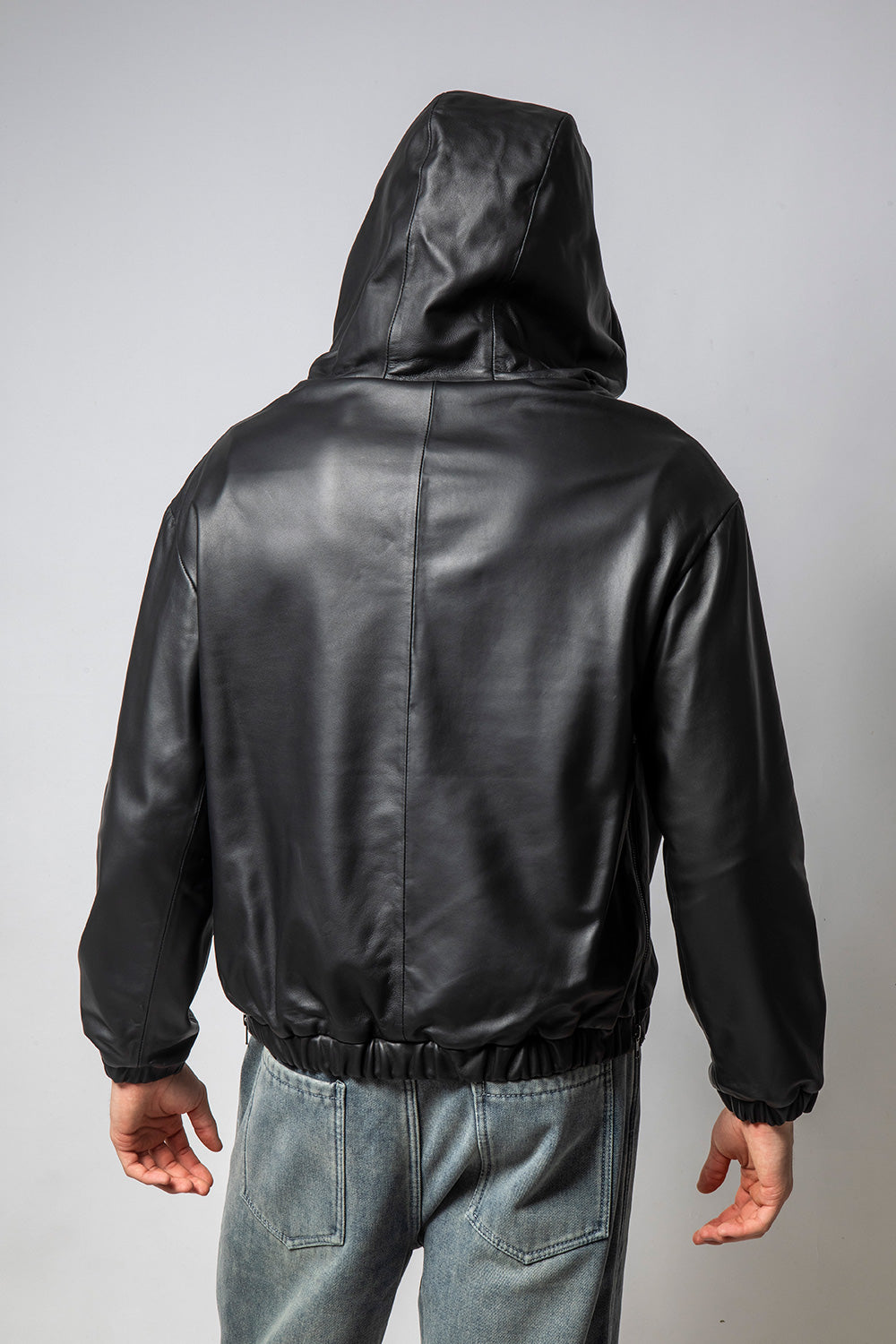 NewHoodie 連帽寬身羊皮外套