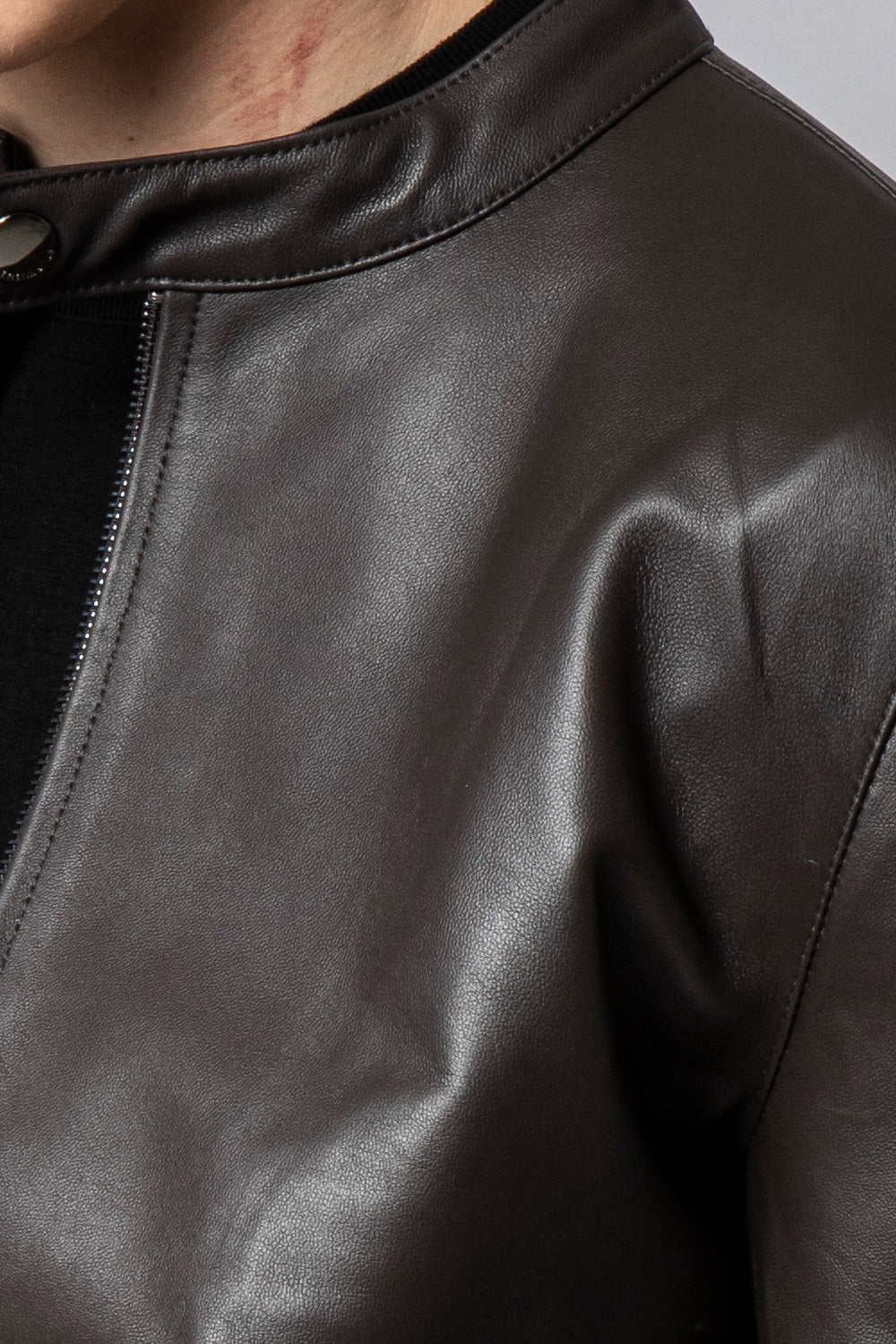 KAFE 深咖啡立領皮外套