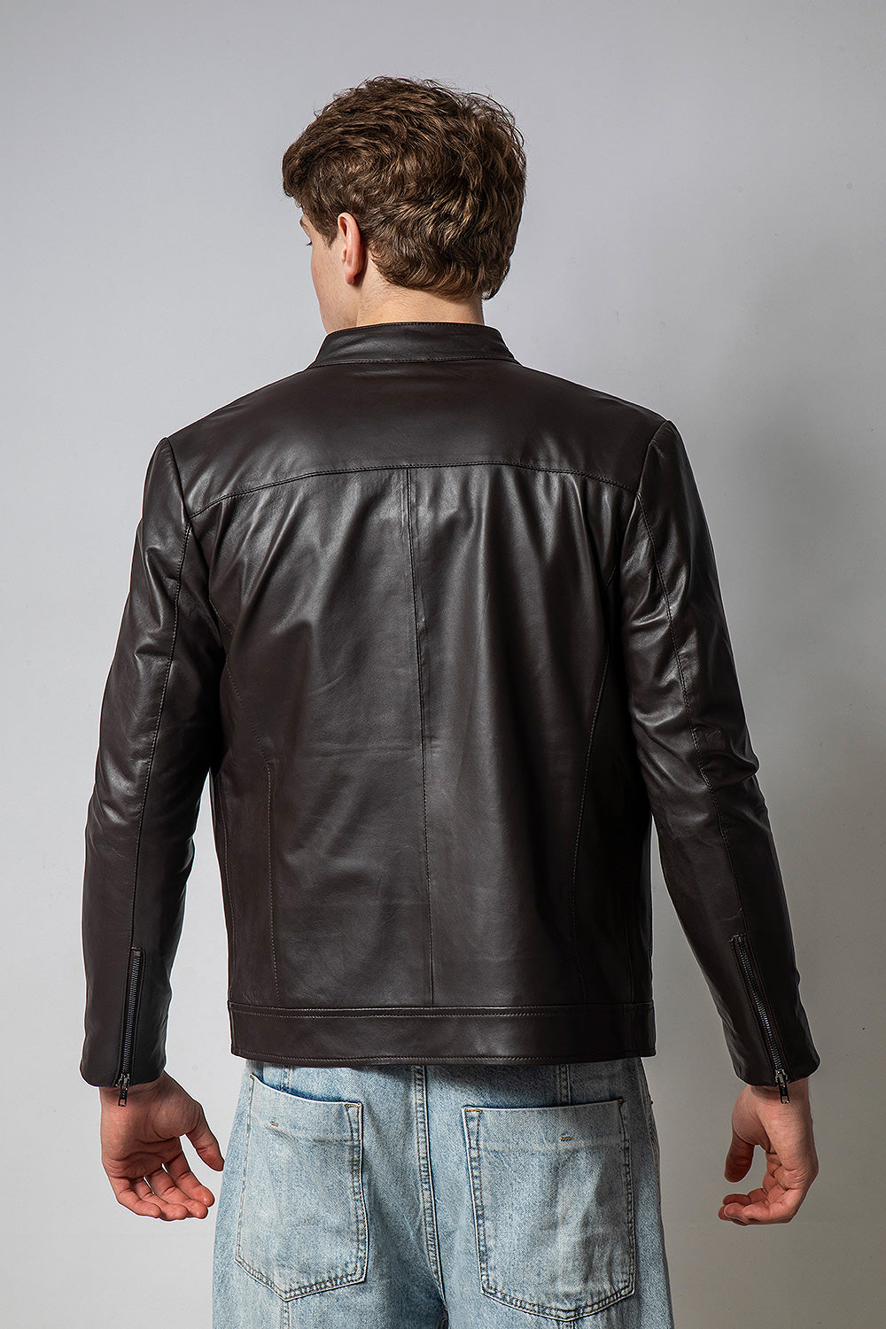 MATRIX 深咖前身菱紋皮外套