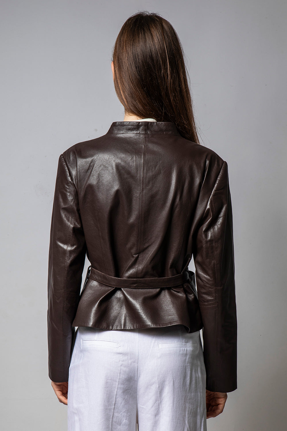 GIRLY咖啡色寬版皮外套