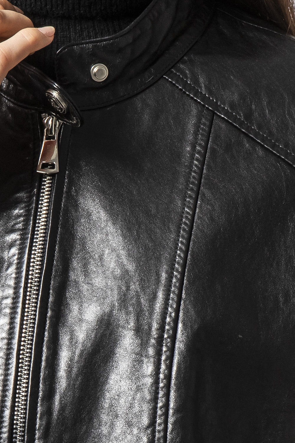 PLAY黑色背心款皮外套