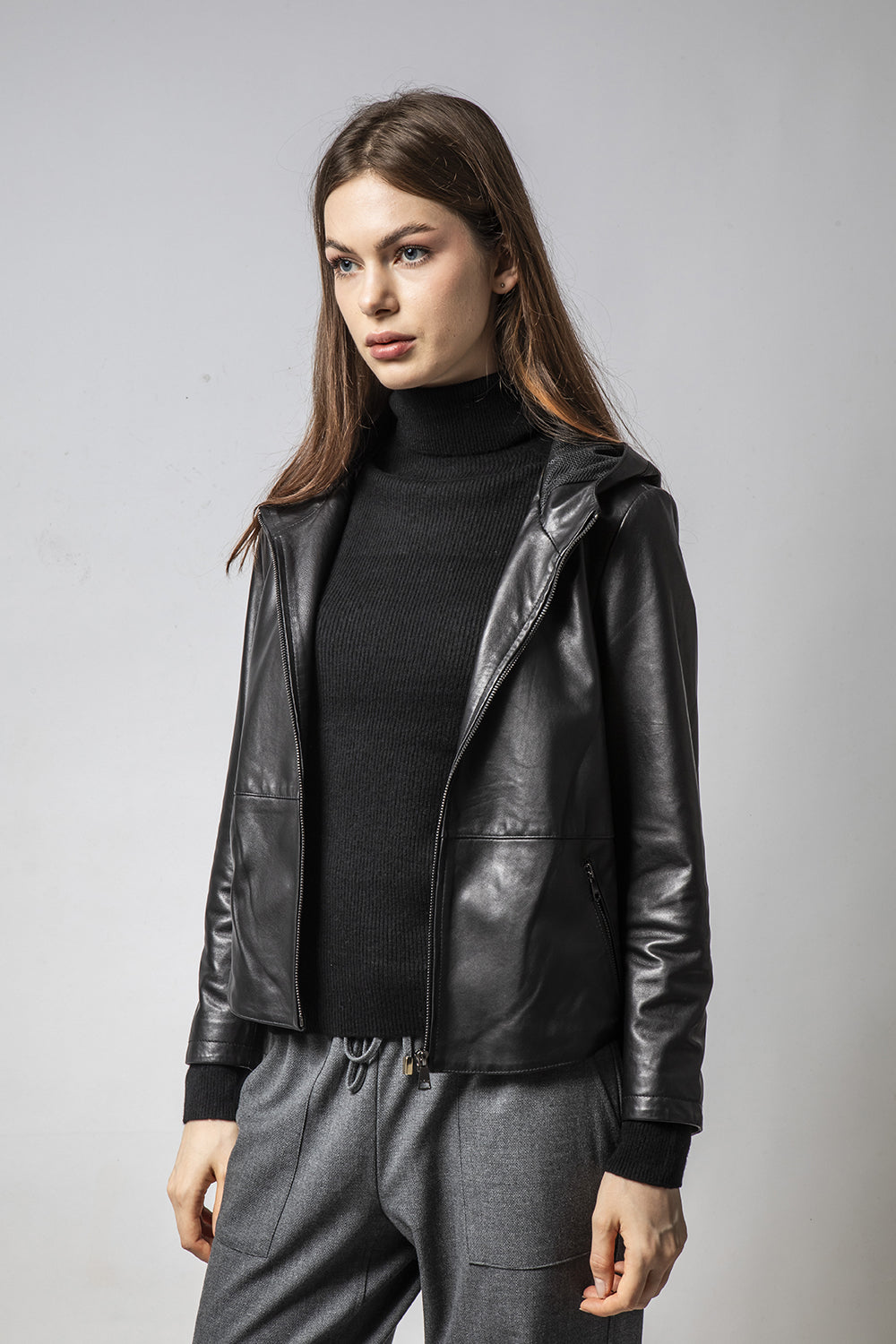 RAIDER黑連帽皮外套