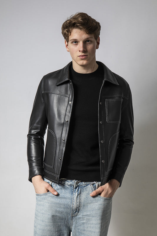 COWBOY牛仔工裝羊皮外套